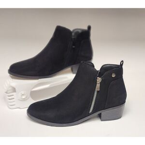CM Women's Faux Suede Ankle Boots Black Size US 8M